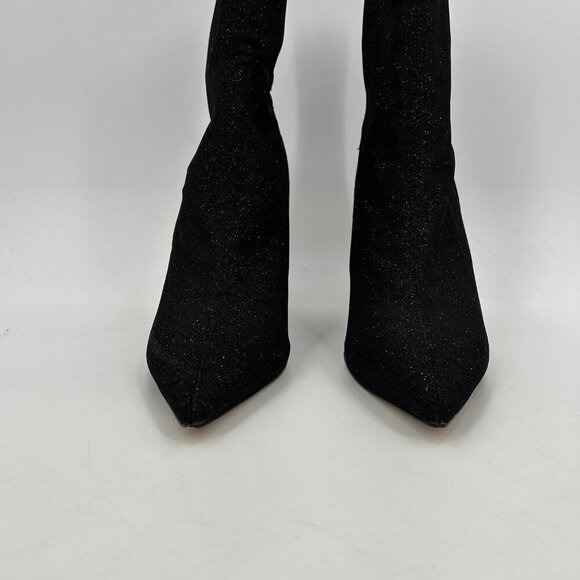 BADGLEY MISCHKA Jewel Black Sparkle Glitter Stretch Pointed Stiletto Booties 9.5 - Picture 5 of 10